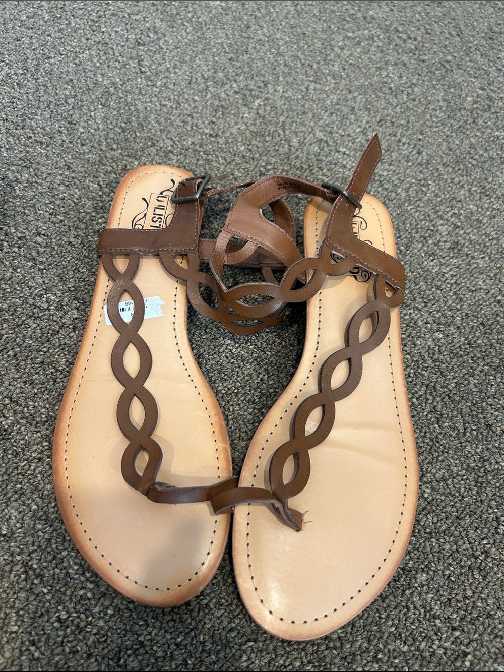 Unlisted by Kenneth Cole Brown Leather T-Strap Sandals